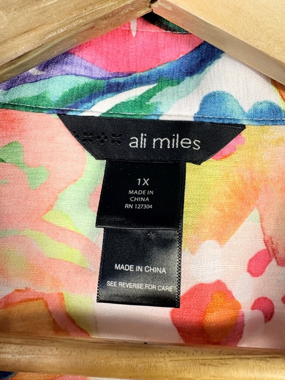 Ali Miles Colorful Button Down Shirt Jacket Watercolor Artsy Bright Vacation - Picture 3 of 6